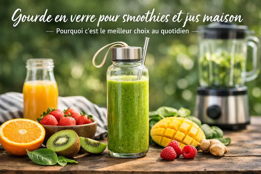 Gourde en verre pour smoothies et jus maison