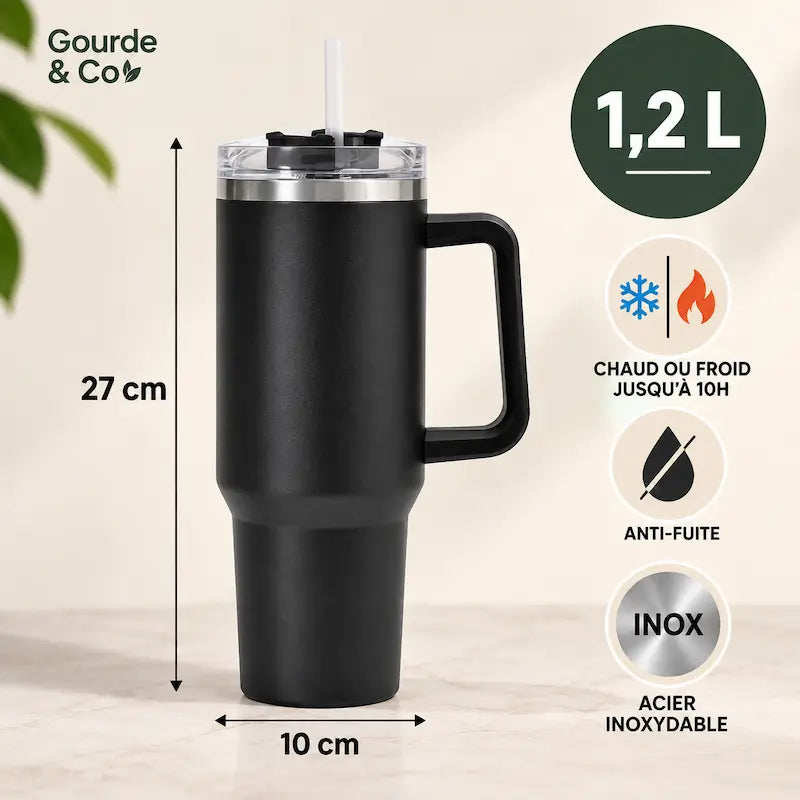 Gourde tumbler inox - Garde 10h chaud ou froid