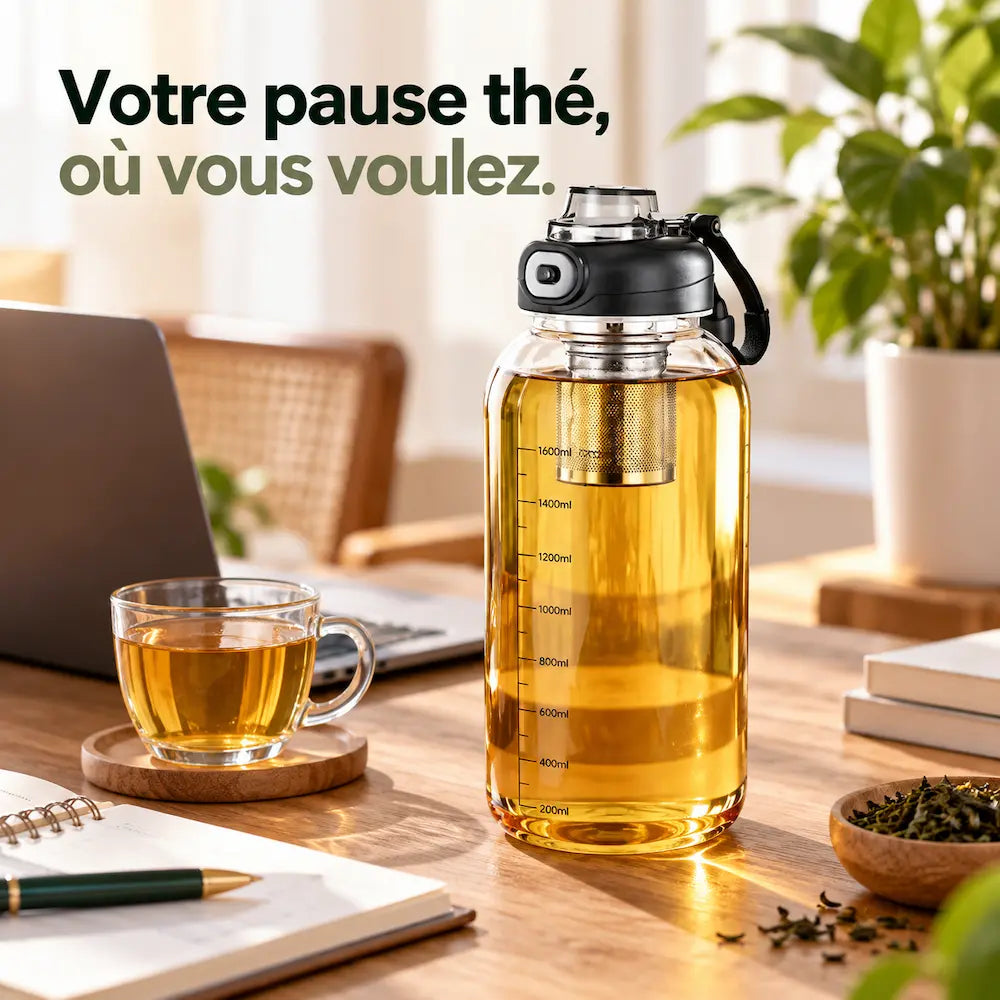 Gourde en verre avec passoire à thé – Infusion facile