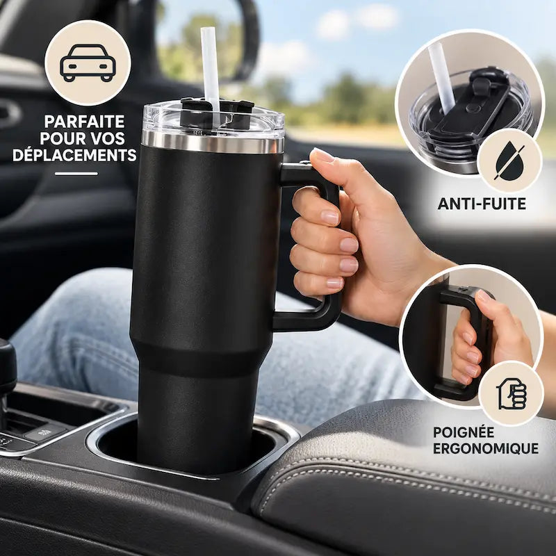 Gourde tumbler inox - Garde 10h chaud ou froid