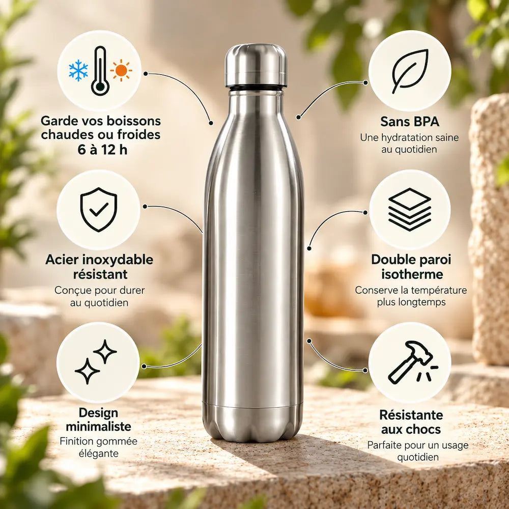 Gourde inox minimaliste - Design premium durable