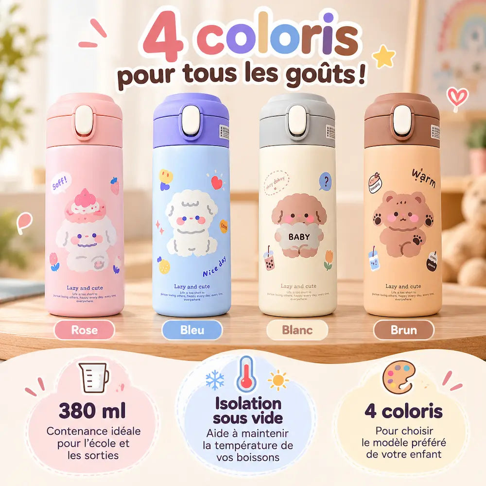 Gourde enfant mignone 380 ml – Design cute