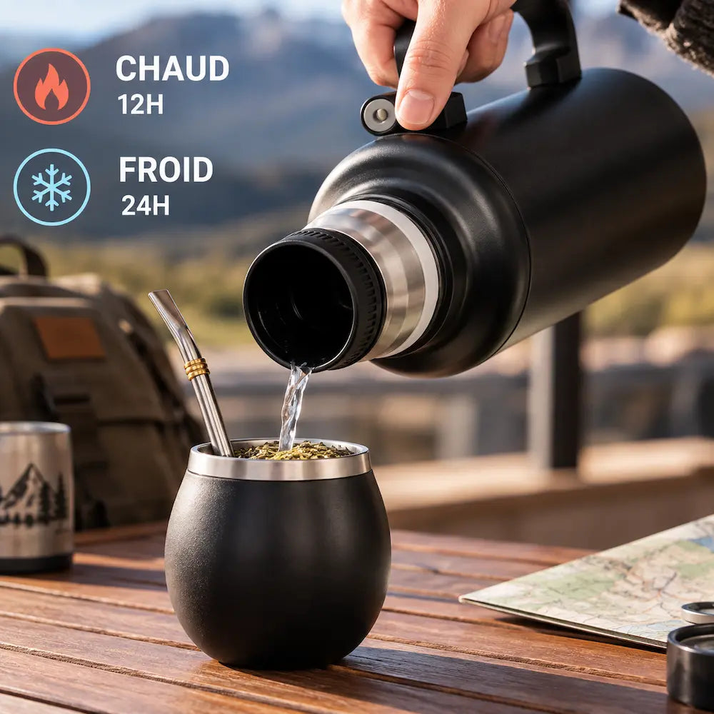 Thermos Yerba Mate 1,3L - Double paroi avec bombilla