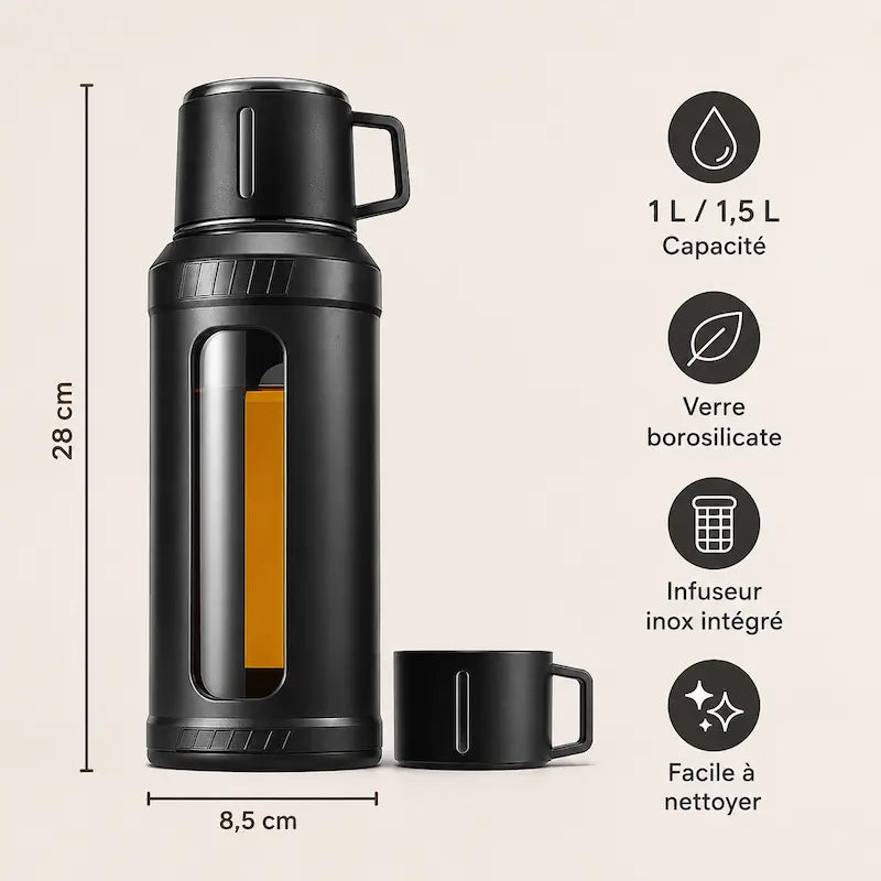 Gourde en verre infuseur à crépine - Filtre intégré
