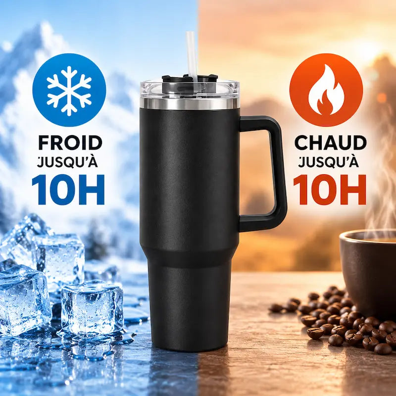 Gourde tumbler inox - Garde 10h chaud ou froid