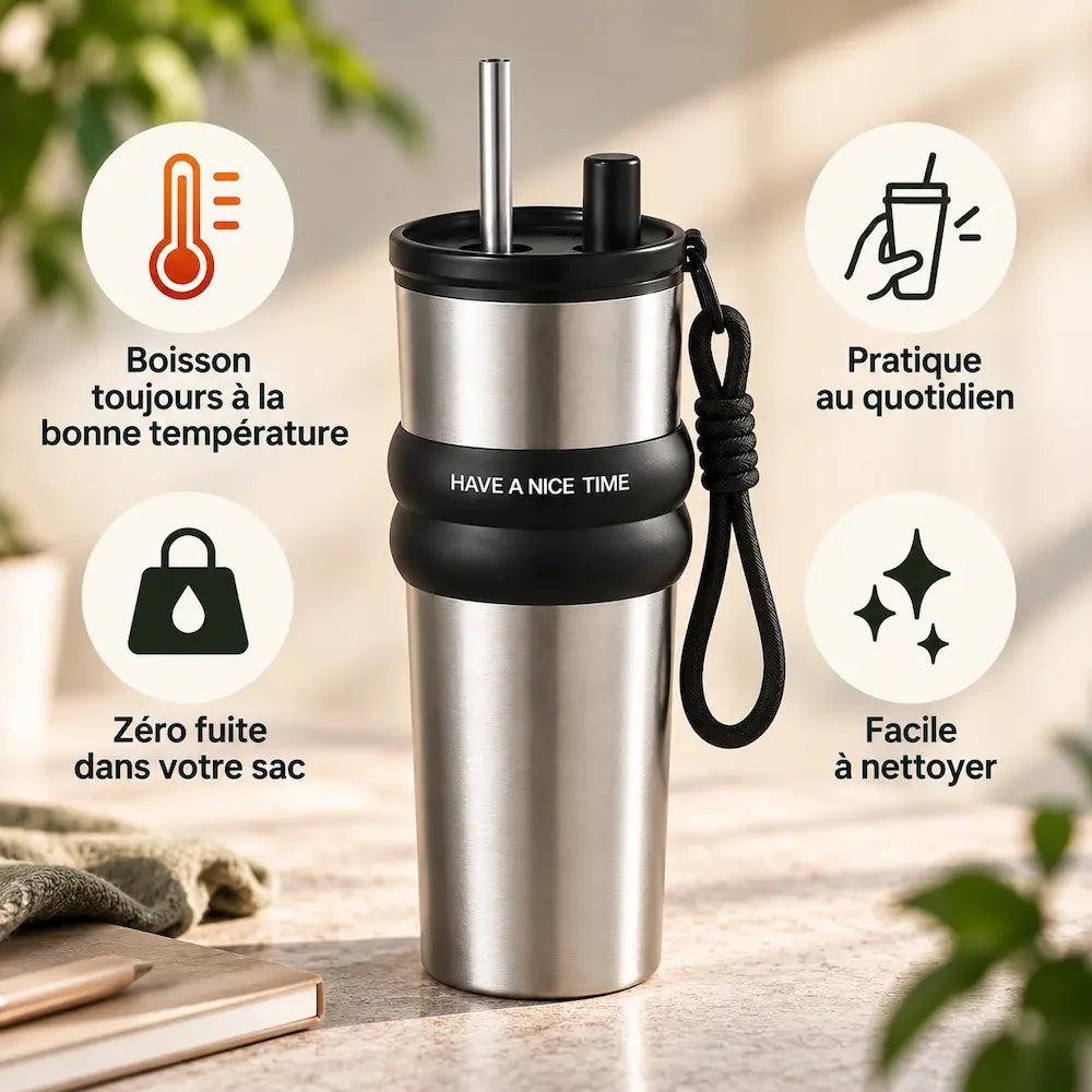 Thermos en inox - Boisson chaude 12h