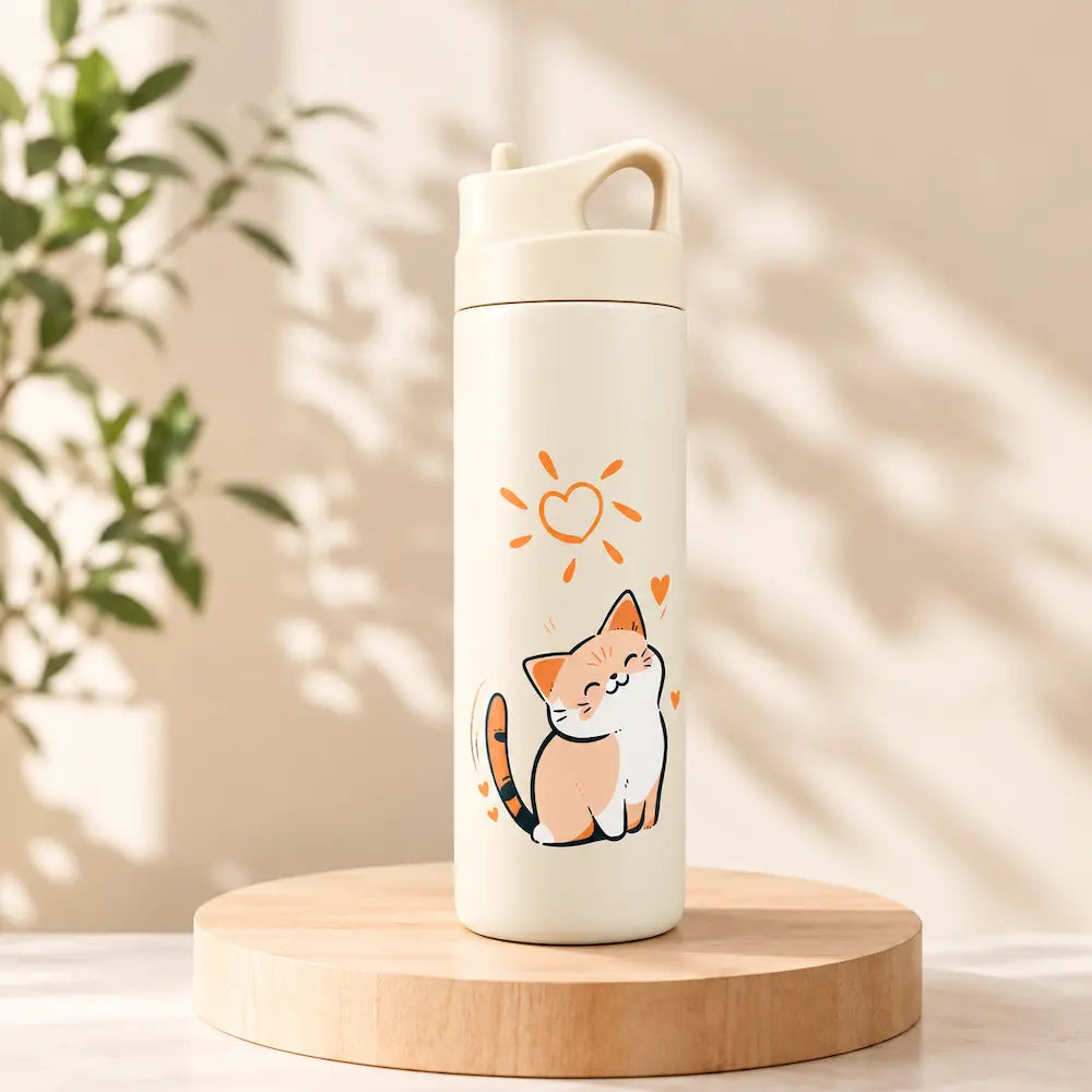 Gourde enfant acier inoxydable motif chat – Design cartoon