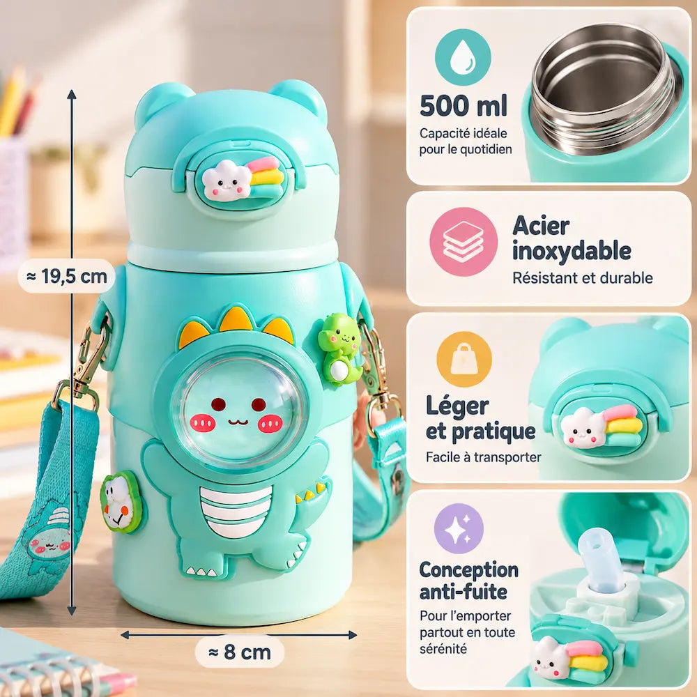Gourde enfant motif ours - Pratique au quotidien