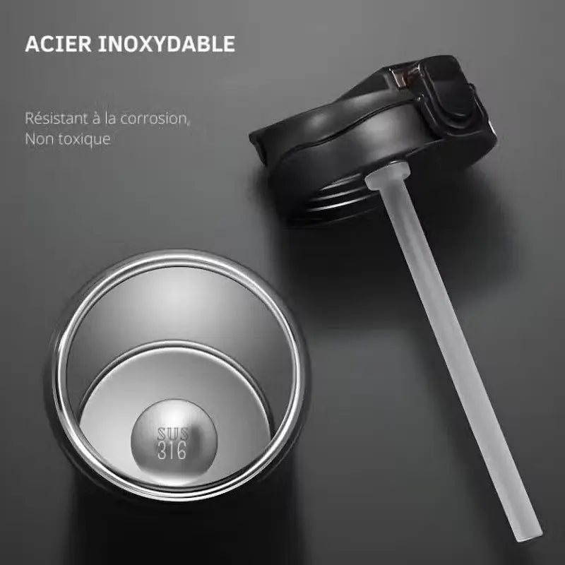 Gourde isotherme 600 ml avec paille