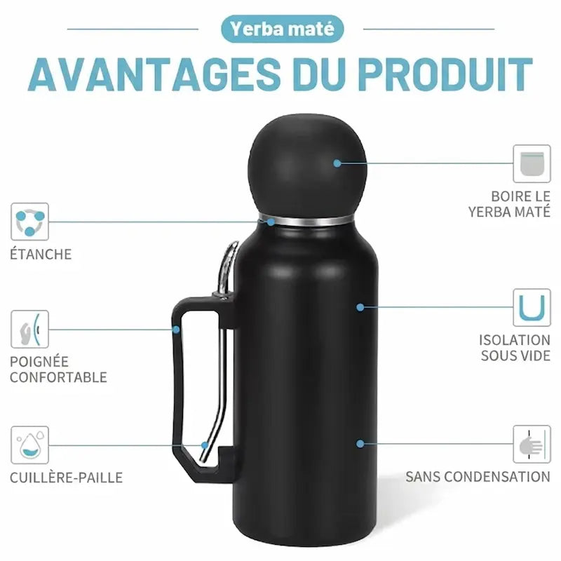 Thermos Yerba Mate 1,3L - Double paroi avec bombilla