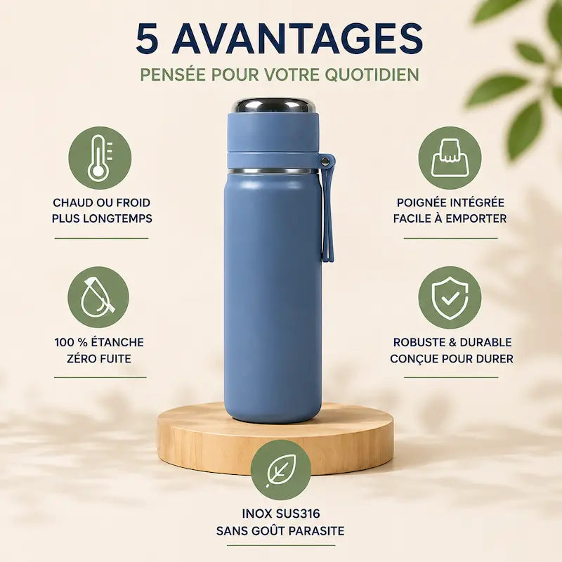 Gourde isotherme en acier inoxydable - Étanche