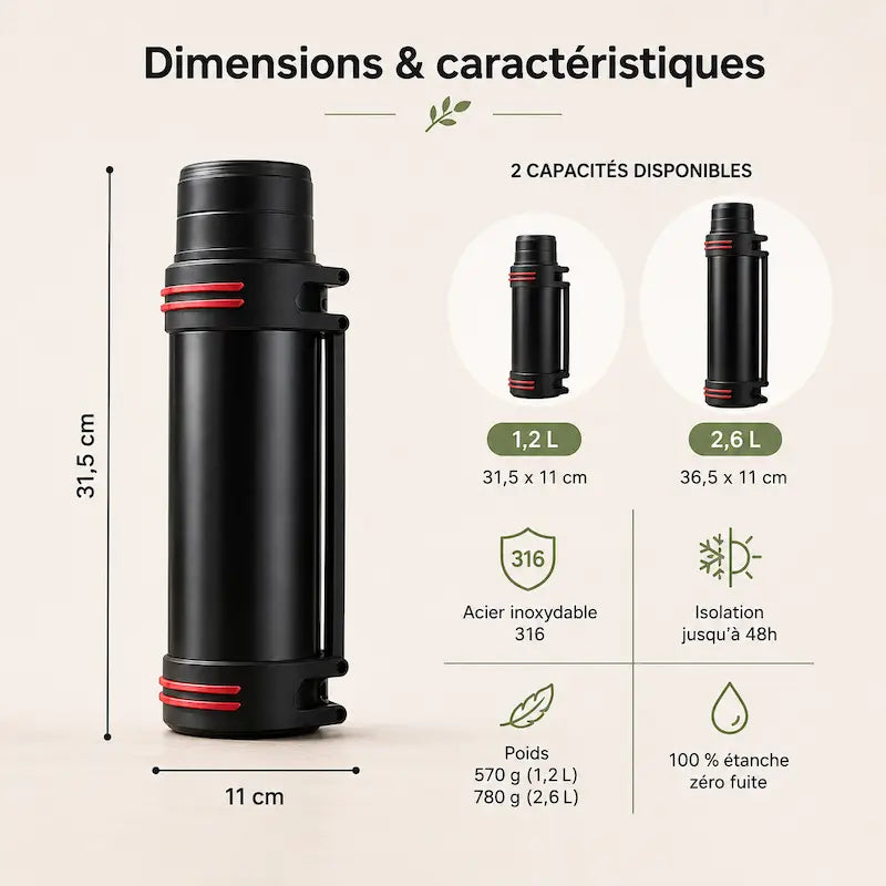 Bouteille isotherme inox étanche - Chaud & froid nomade | ThermoTrail