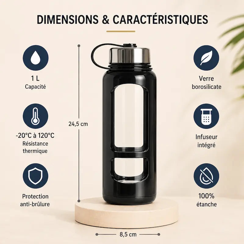 Bouteille en verre anti-brûlure