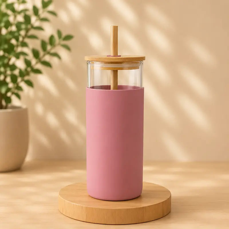Bouteille en verre avec paille