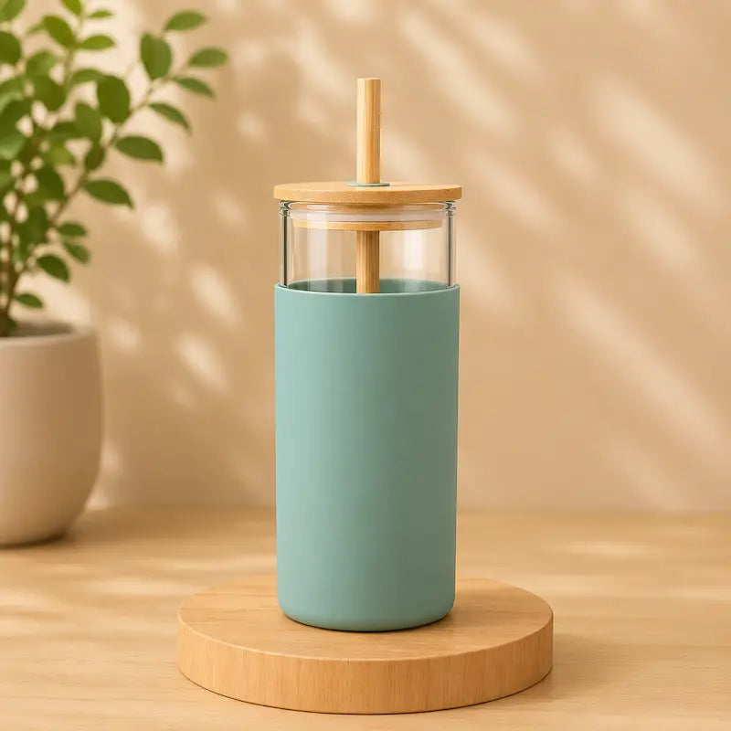 Bouteille en verre avec paille