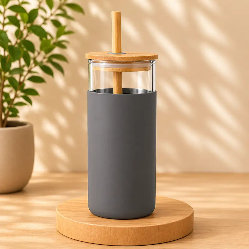 Bouteille en verre avec paille