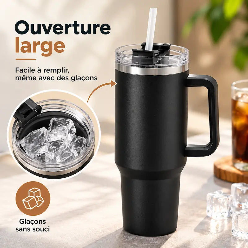 Gourde tumbler inox - Garde 10h chaud ou froid