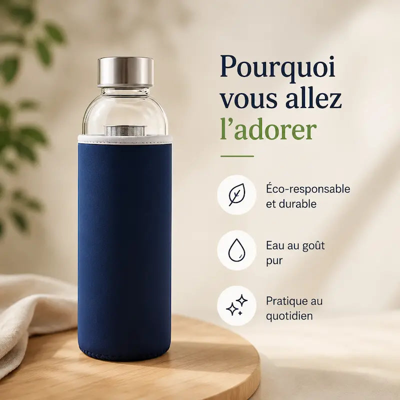 Gourde de sport en verre – Zéro goût plastique | VitraFlow