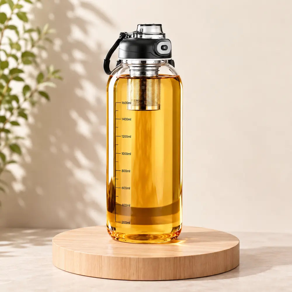 Gourde en verre avec passoire à thé – Infusion facile