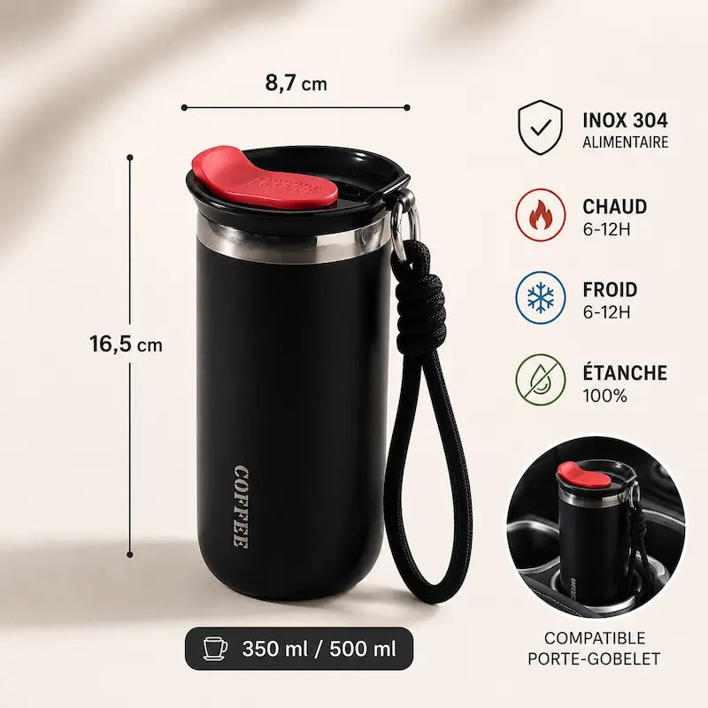 Gobelet isotherme inox avec poignée 