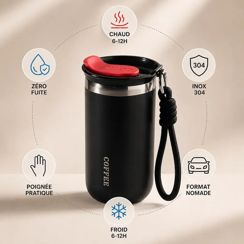 Gobelet isotherme inox avec poignée 