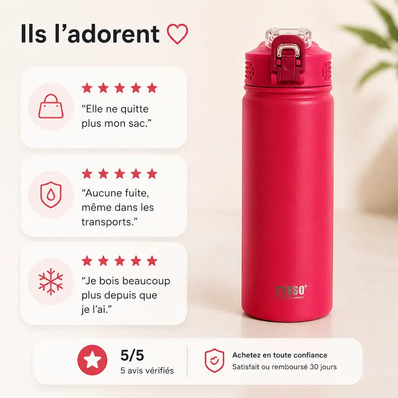 Gourde en inox avec paille