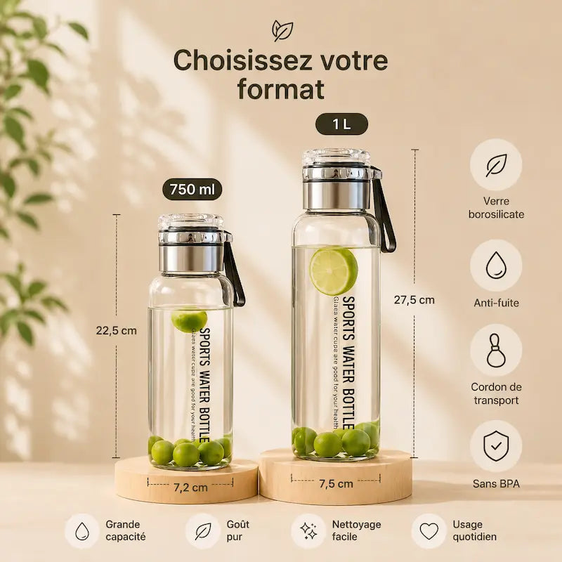 Gourde en verre 750 ml