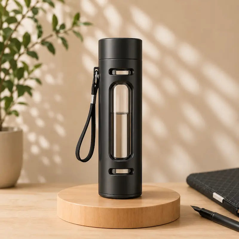 Gourde en verre avec infuseur