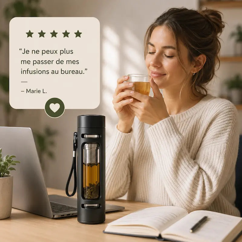 Gourde en verre avec infuseur
