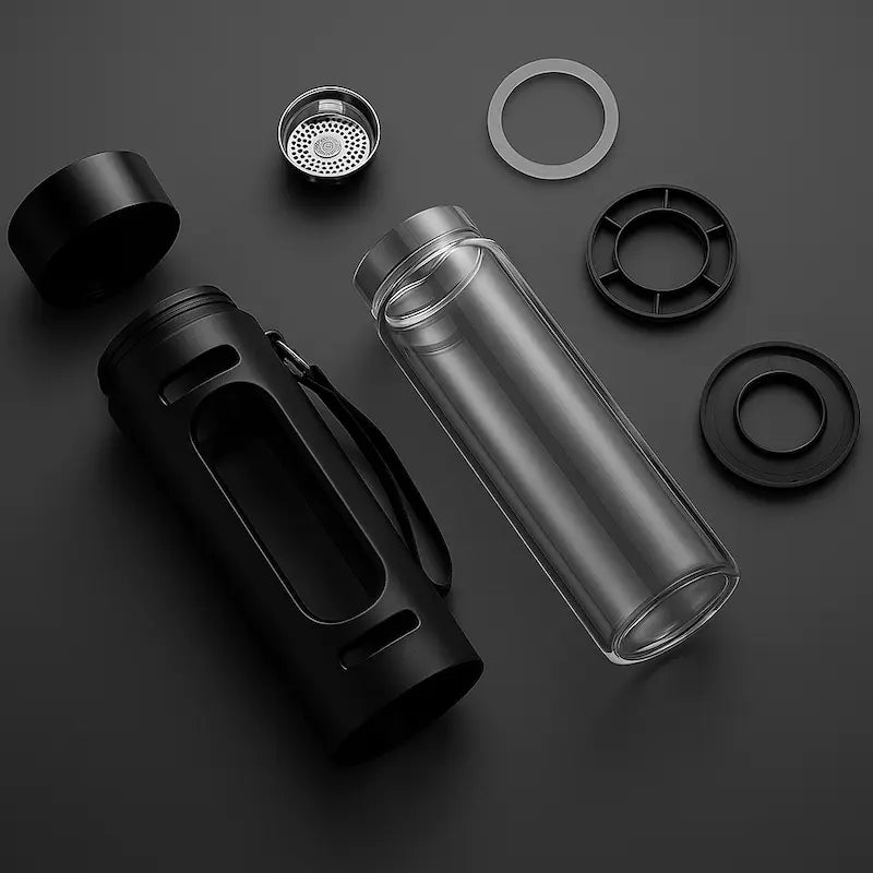 Gourde en verre avec infuseur