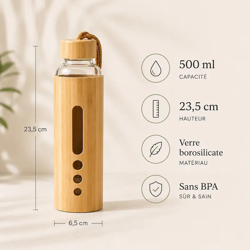 Gourde en verre bambou