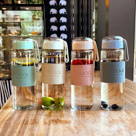 Gourde en verre filtrante