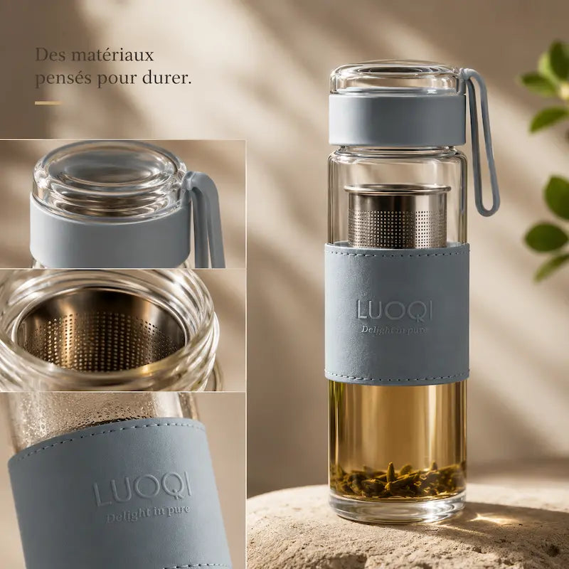 Gourde en verre filtrante
