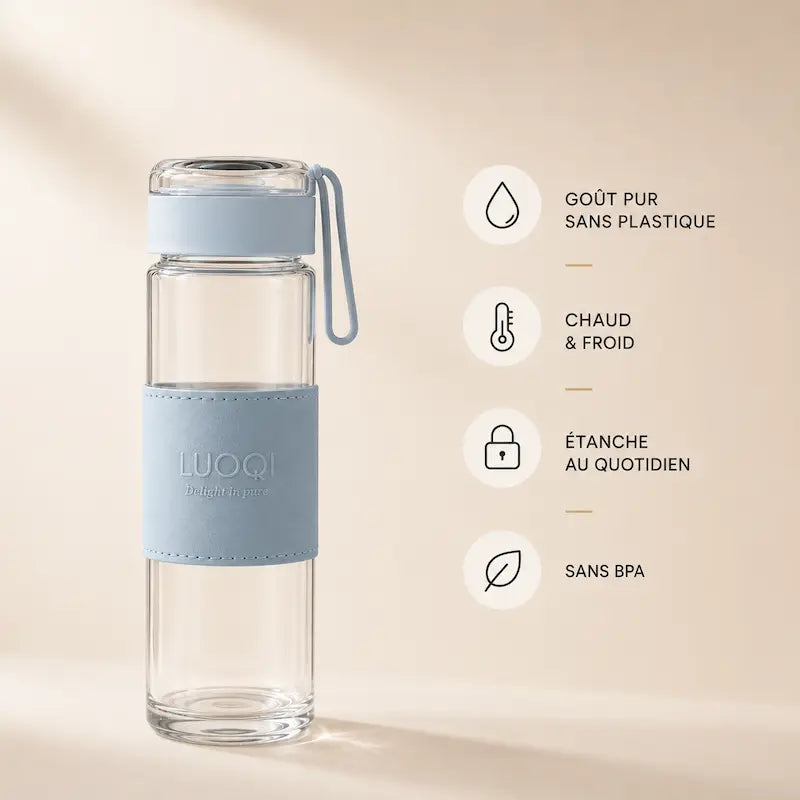 Gourde en verre filtrante