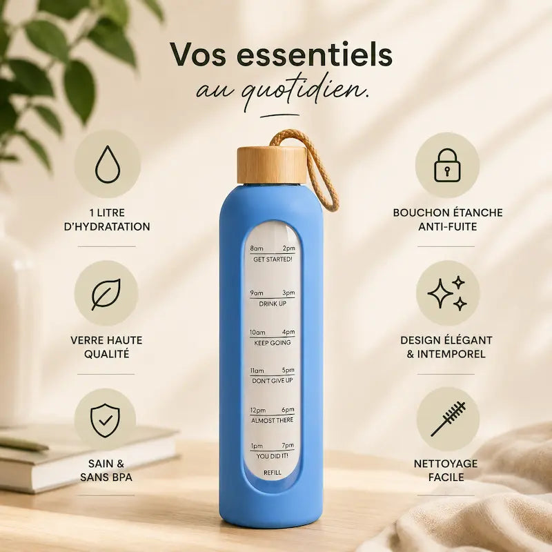 Gourde en verre graduée 1L