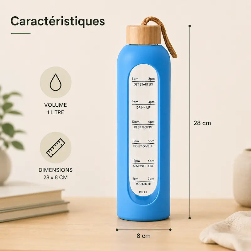 Gourde en verre graduée 1L