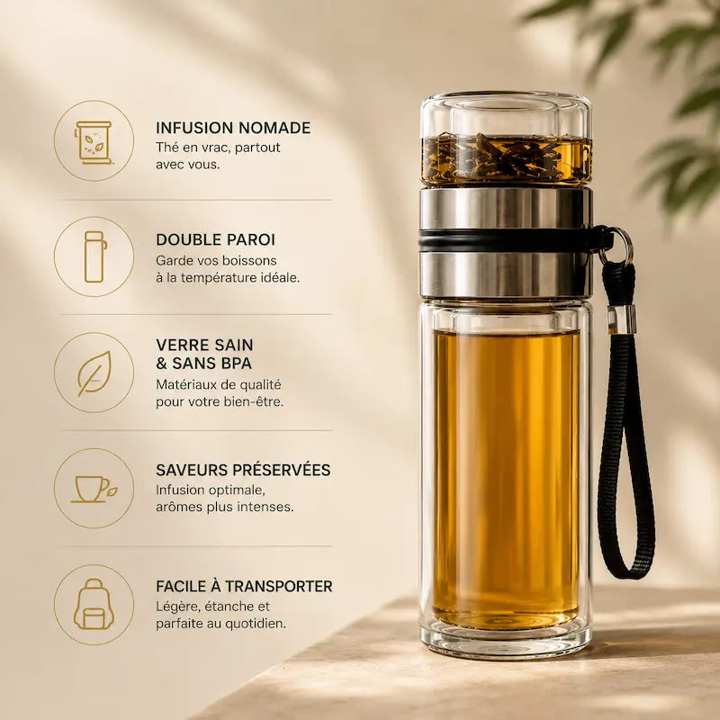 Gourde infusion thé en verre
