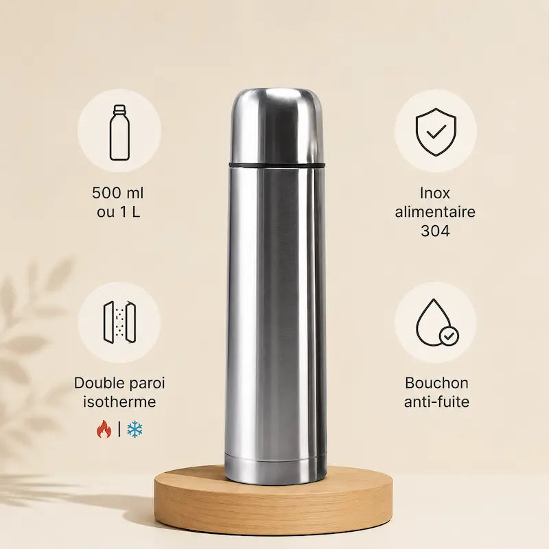 Gourde en inox argenté