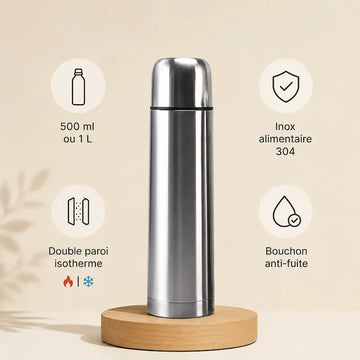 Gourde en inox argenté
