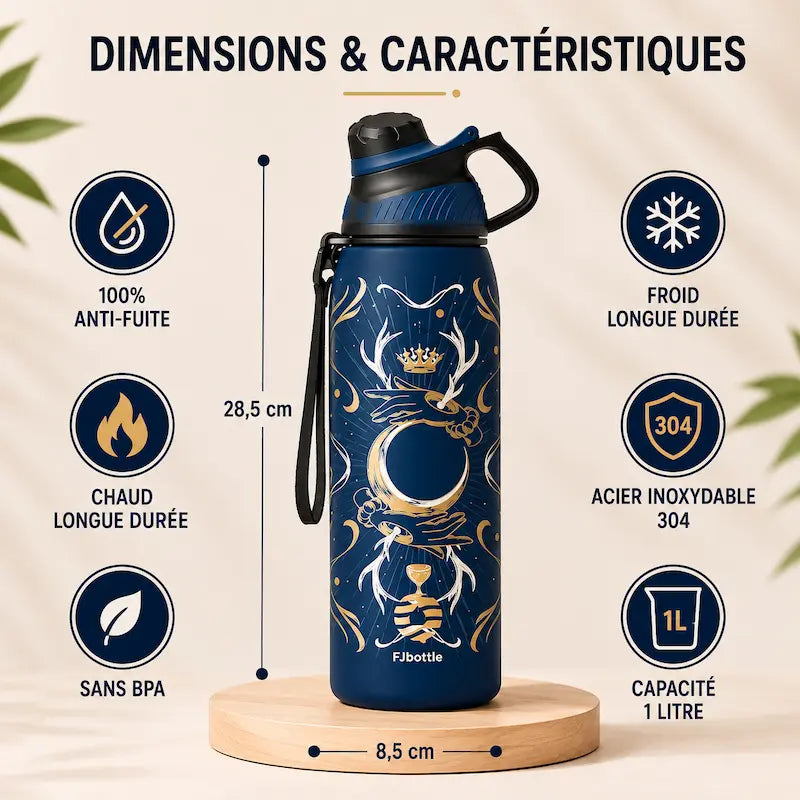 Gourde inox isotherme motif 1L