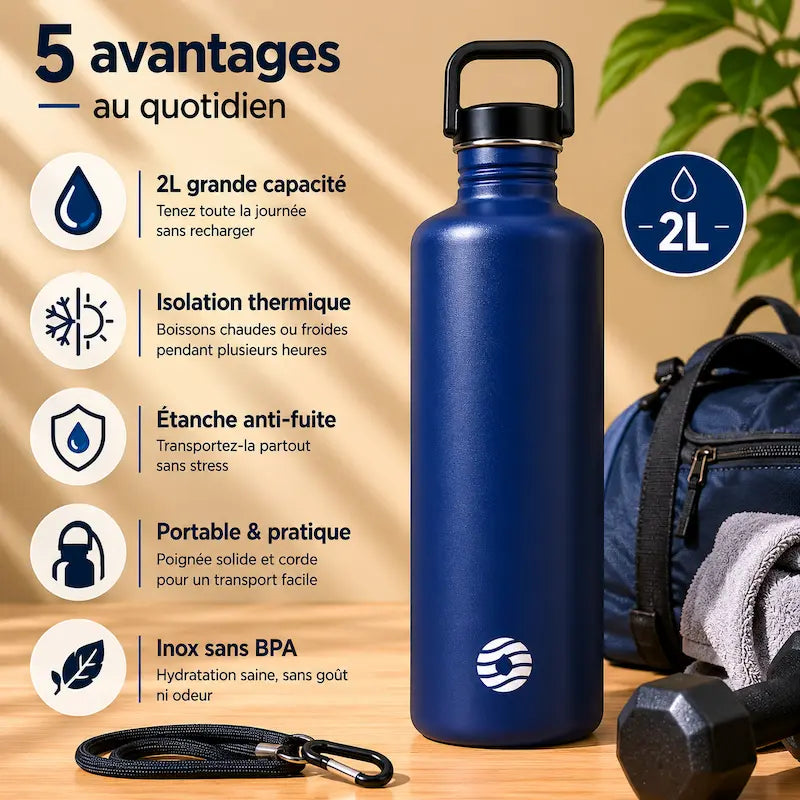 Gourde sport inox grande capacité
