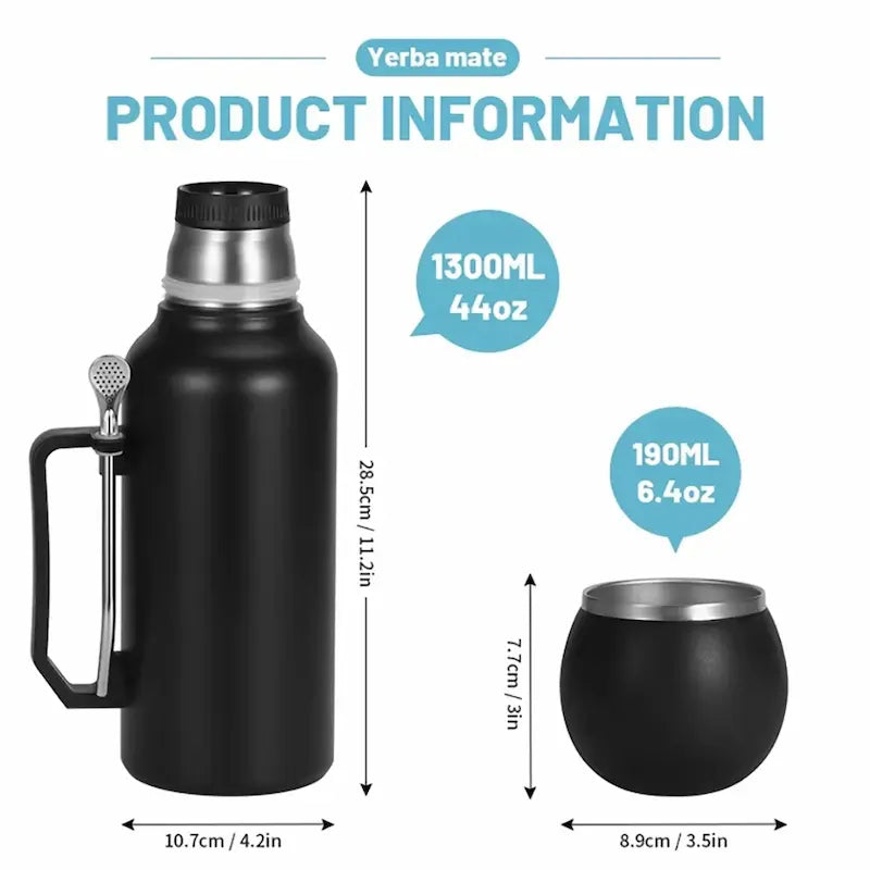 Thermos Yerba Mate 1,3L - Double paroi avec bombilla